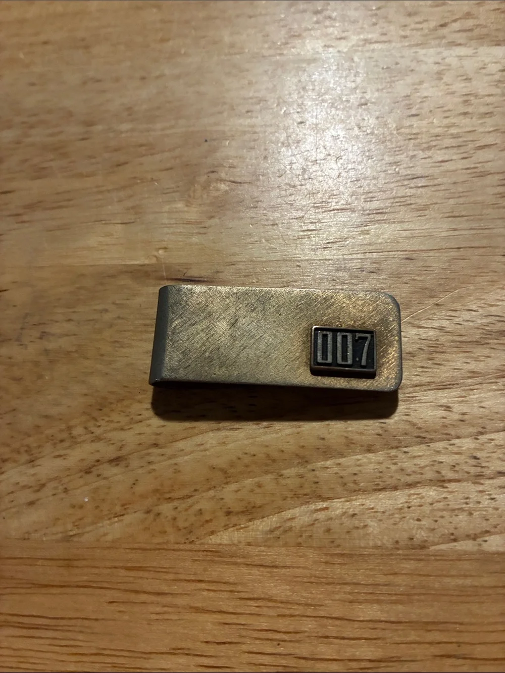 Vintage-Brass Money Clip with '007' Accent - Brass Finish